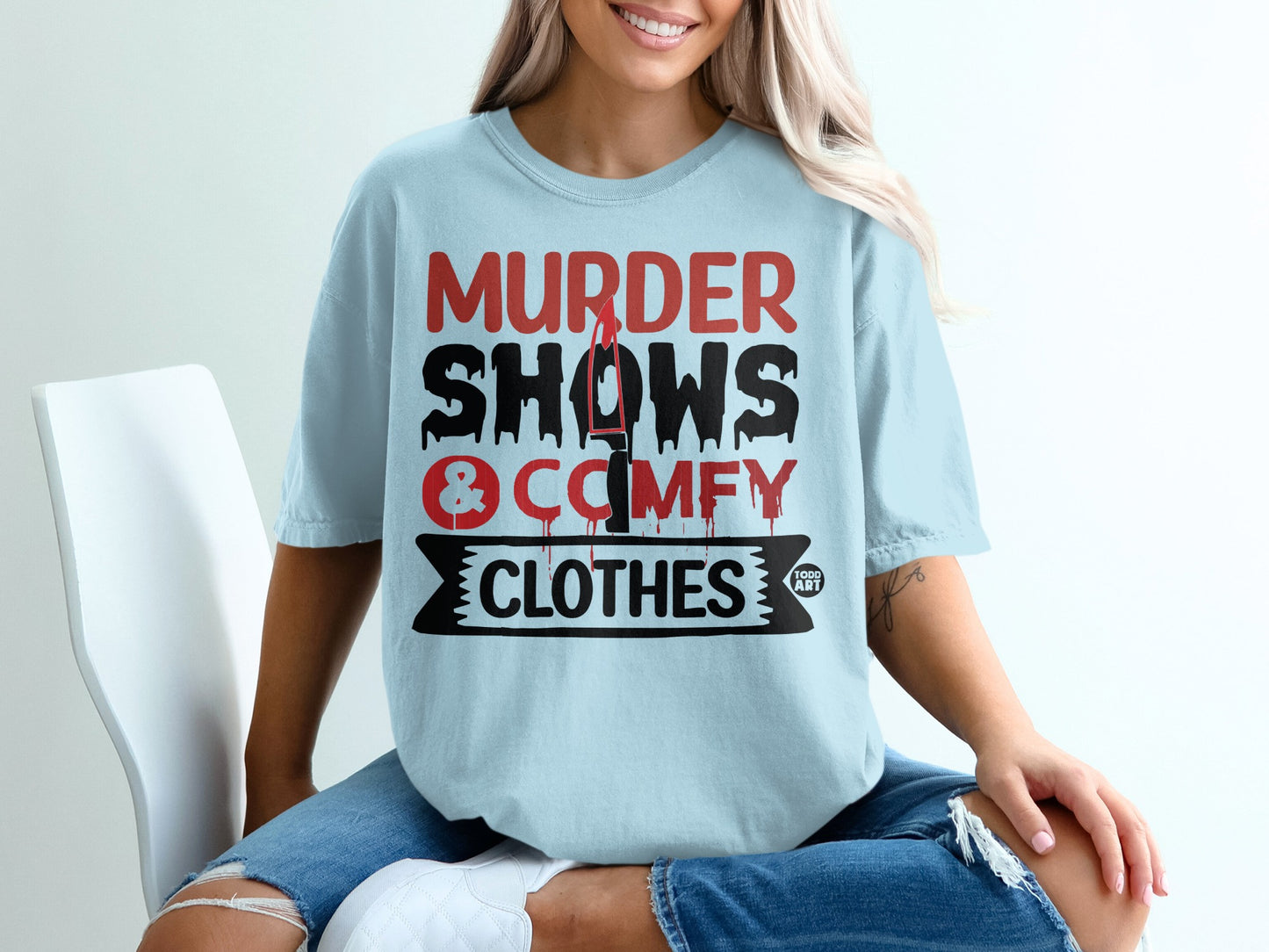 Murder Shows & Comfy Clothes Light Blue T-shirt