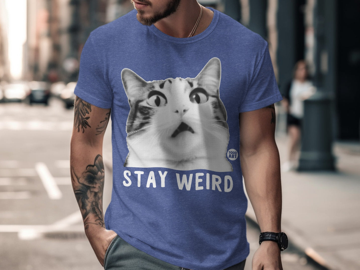 Stay Weird Cat Graphic Unisex T-Shirt Todd Art Design