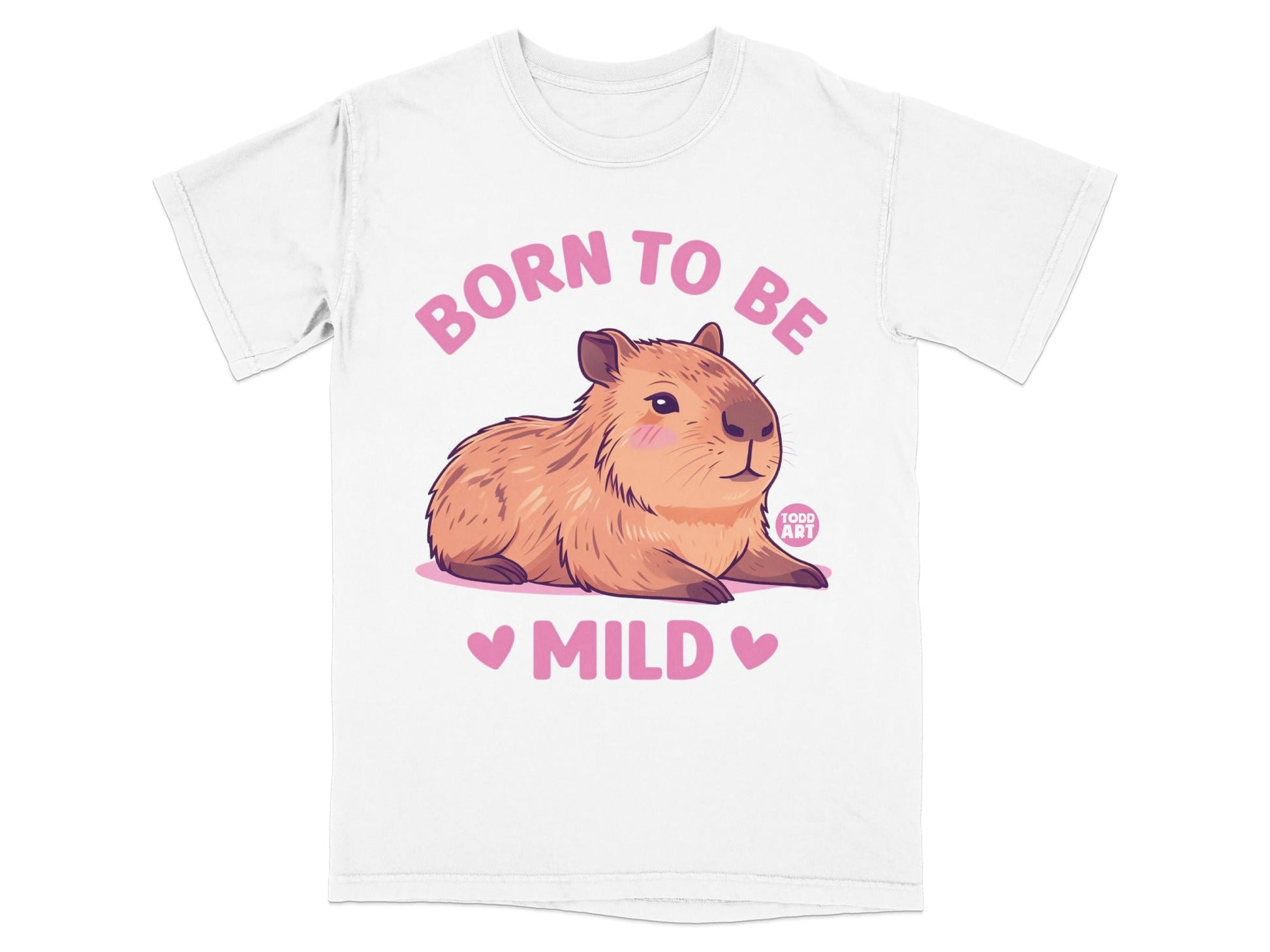 Born to Be Mild Cute Capybara Illustration T-shirt