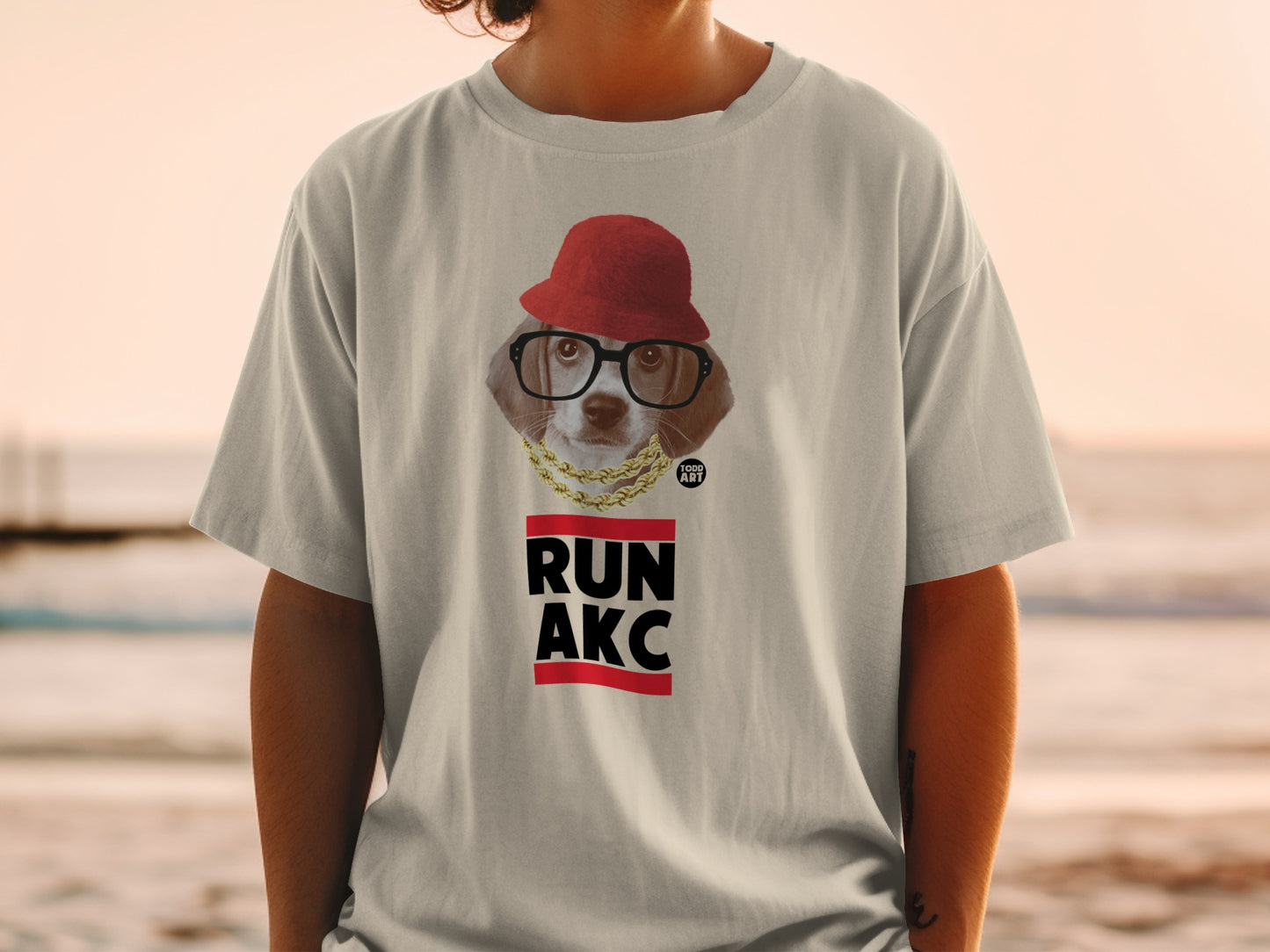 Funny Dog Wearing Glasses With RUN AKC Graphic T-shirt