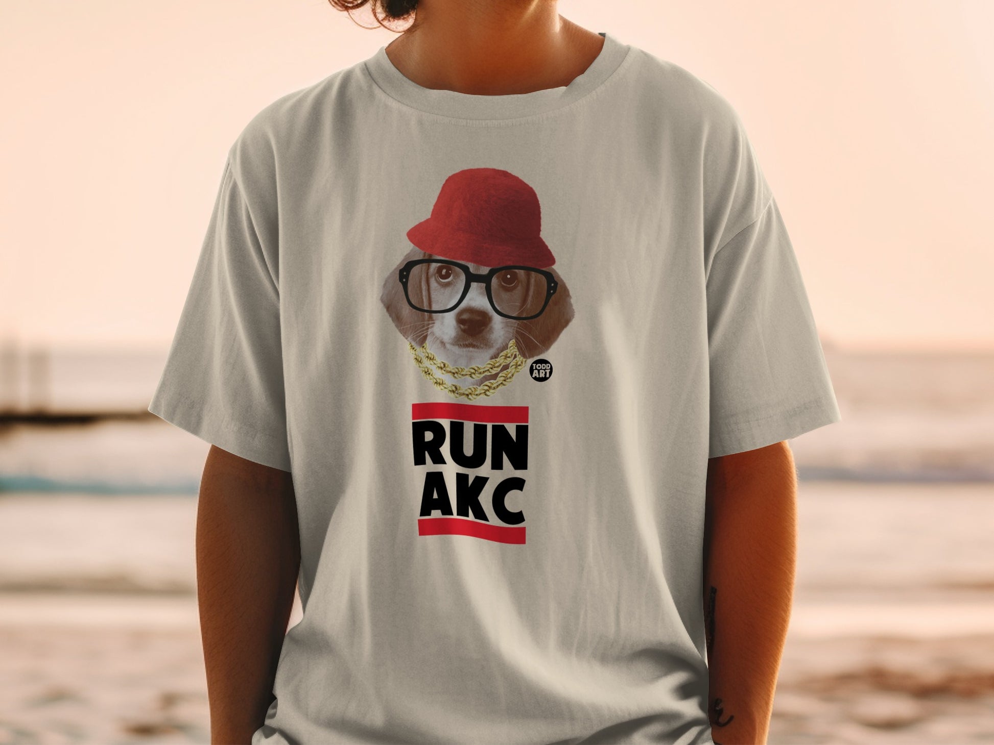 Funny Dog Wearing Glasses With RUN AKC Graphic T-shirt