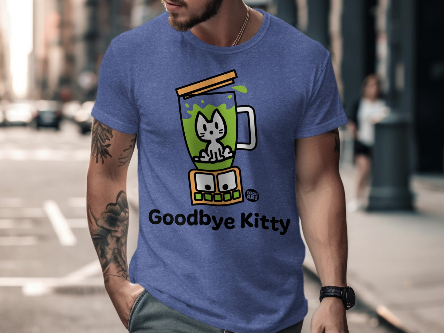 Funny Goodbye Kitty Graphic T-Shirt for Men