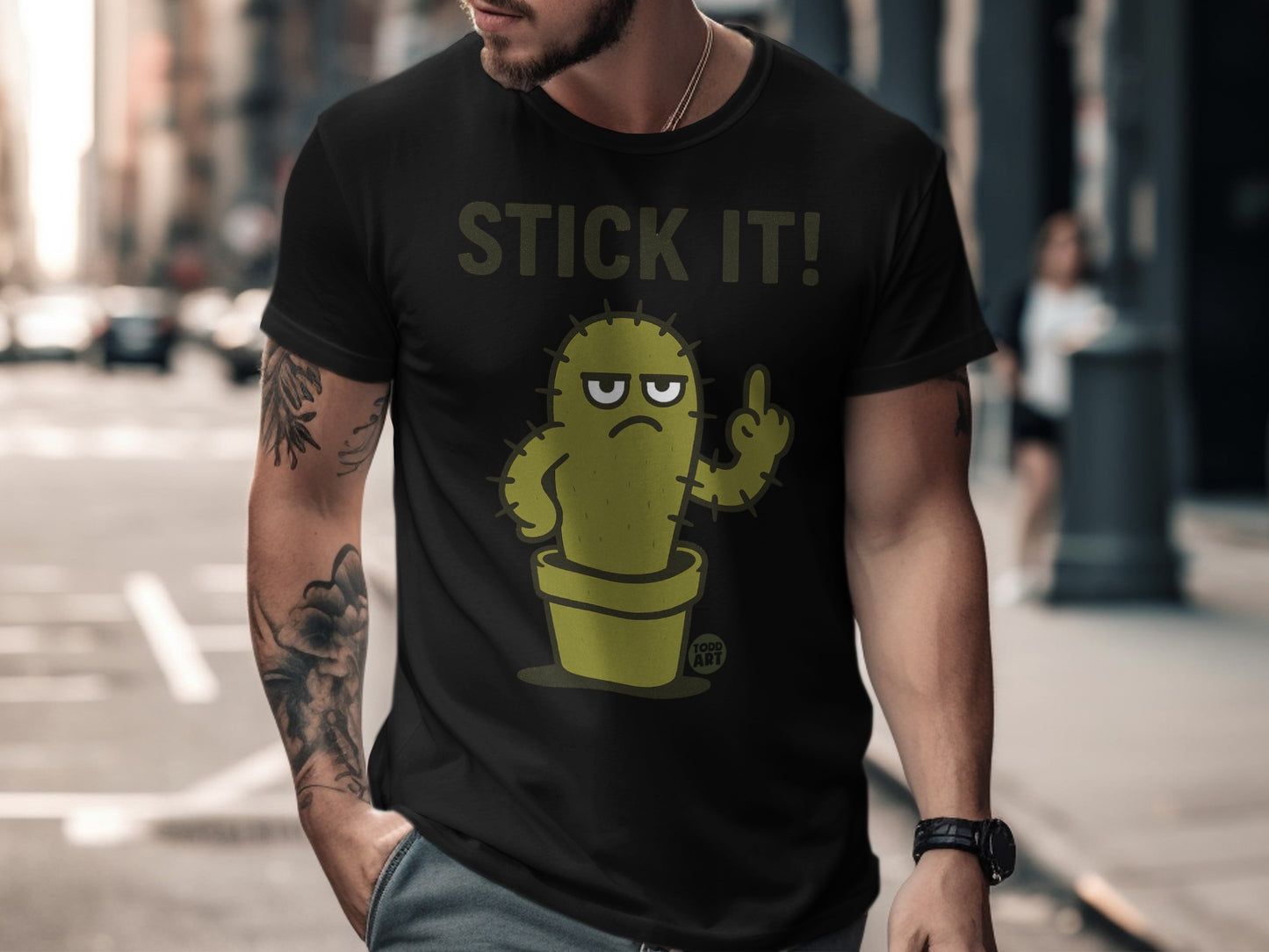 Stick It Cactus Funny Graphic Tee Men T-shirt