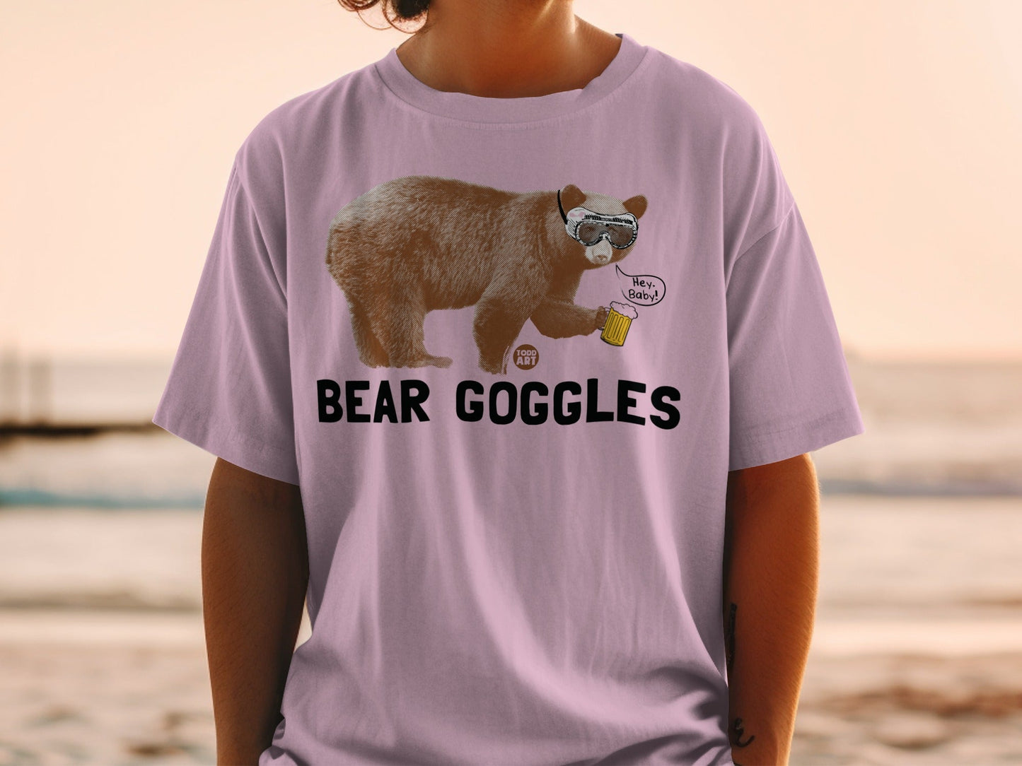 Bear Goggles Hey Baby Graphic Tee Shirt