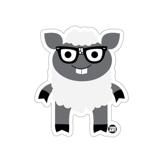Cute Nerdy Sheep with Glasses Todd Art Sticker