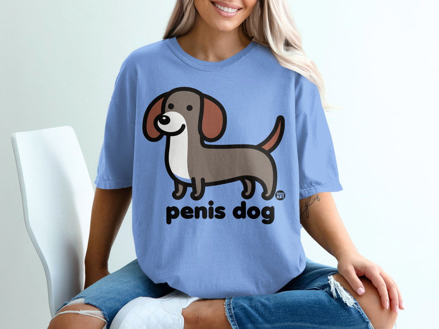Funny Penis Dog Graphic Design T-Shirt