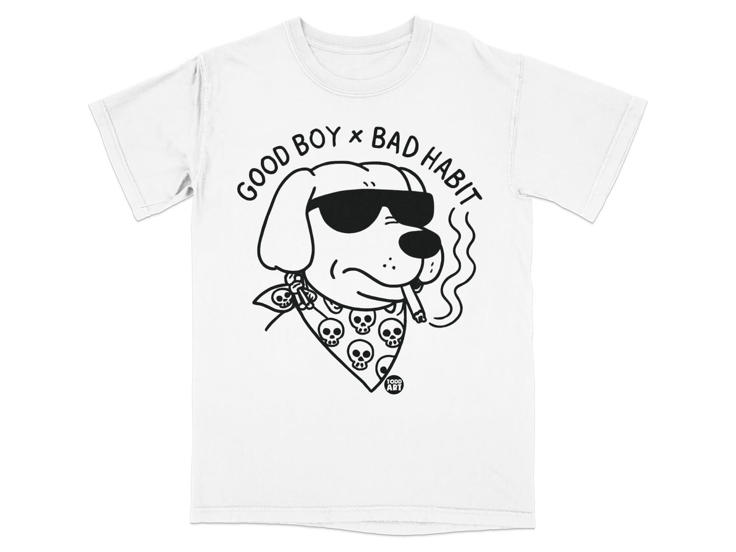 Good Boy Bad Habit Smoking Dog Graphic T-shirt