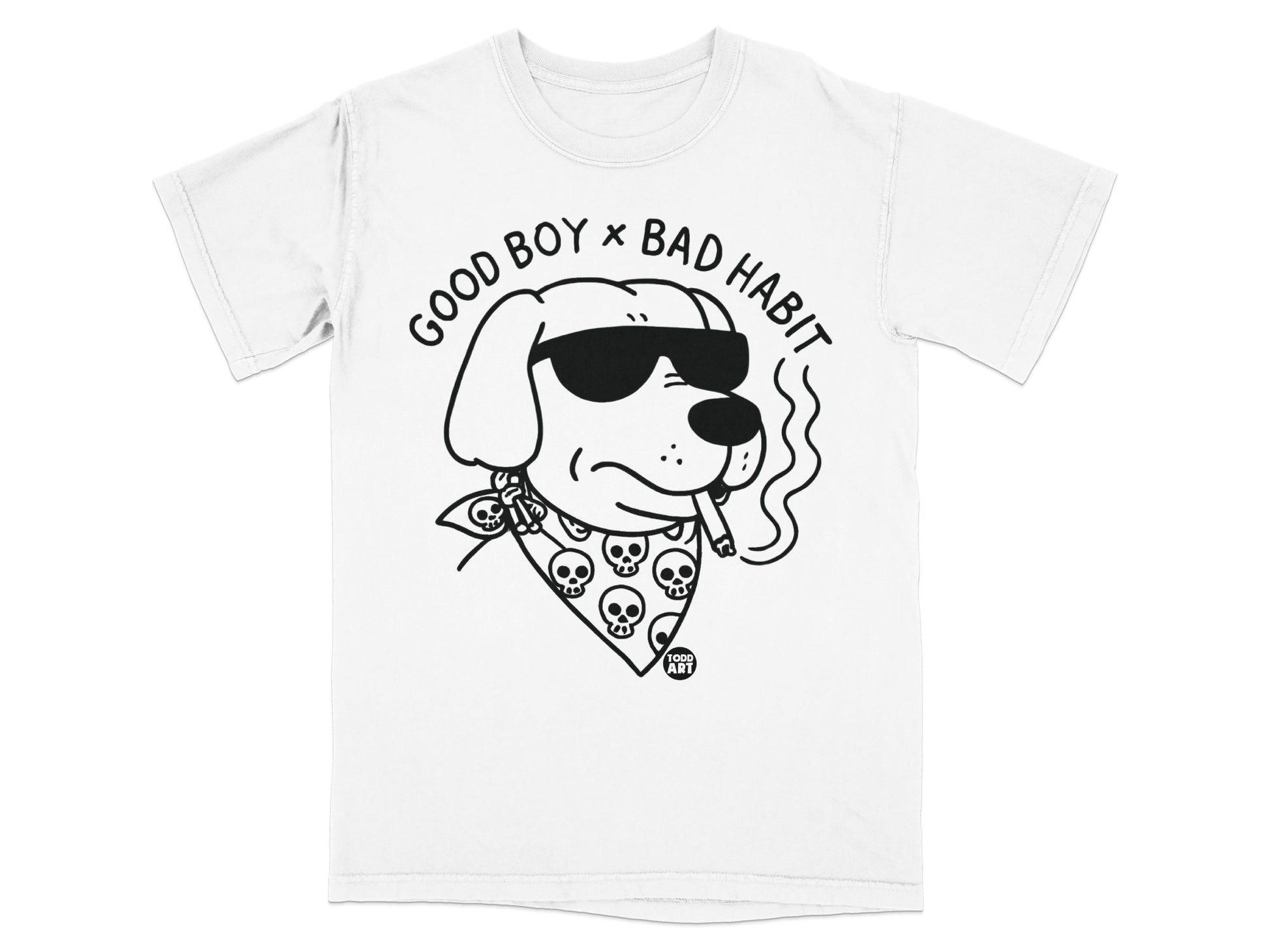 Good Boy Bad Habit Smoking Dog Graphic T-shirt