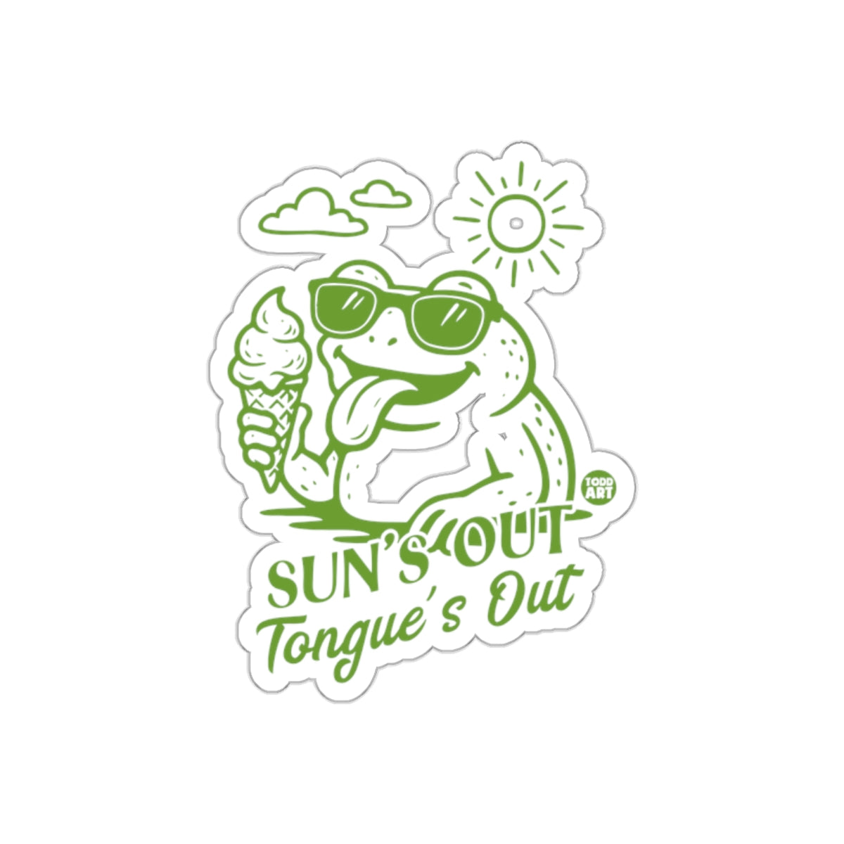 Sun's Out Tongue's Out Funny Frog Sticker Design