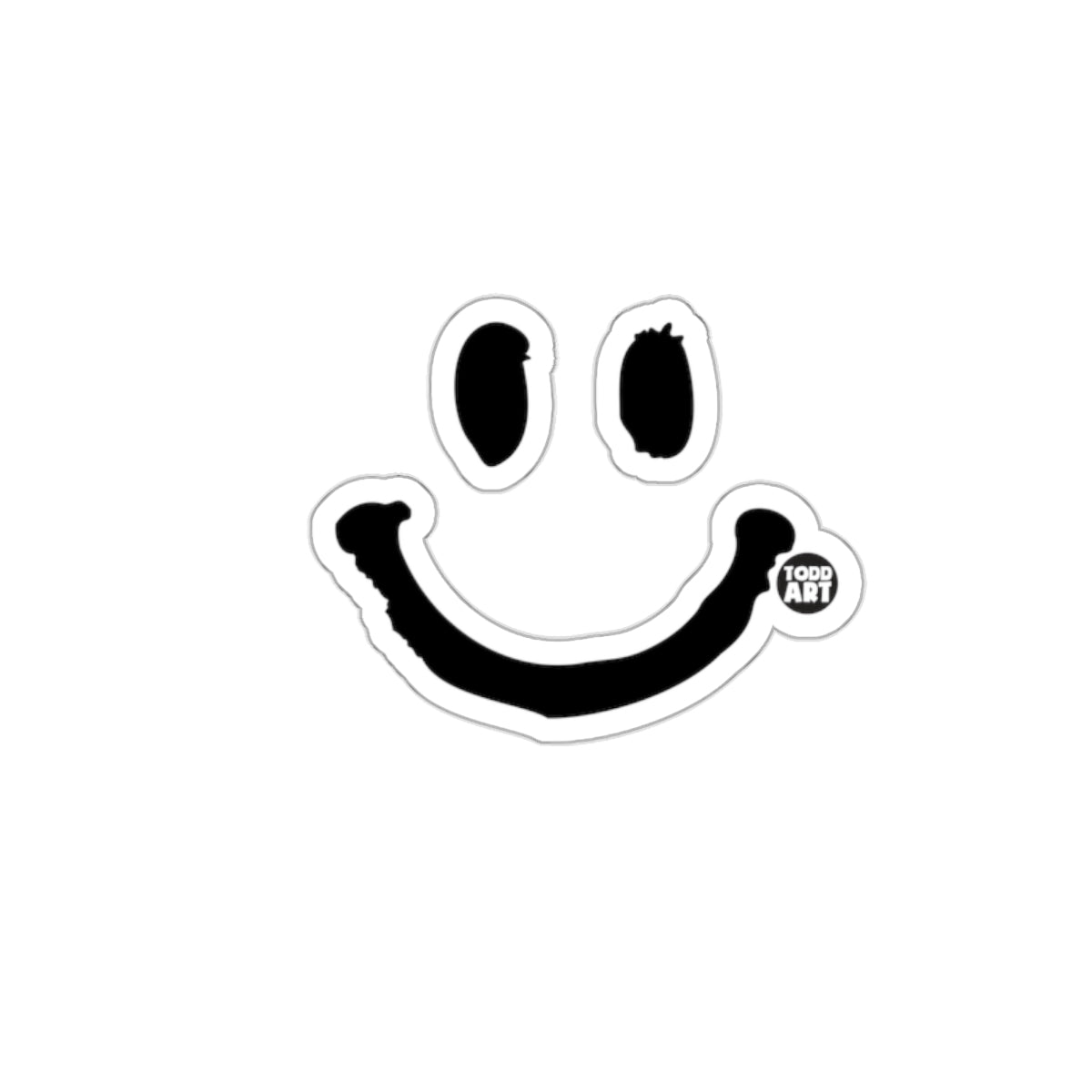 Black and White Smiley Face Sticker with Todd Art