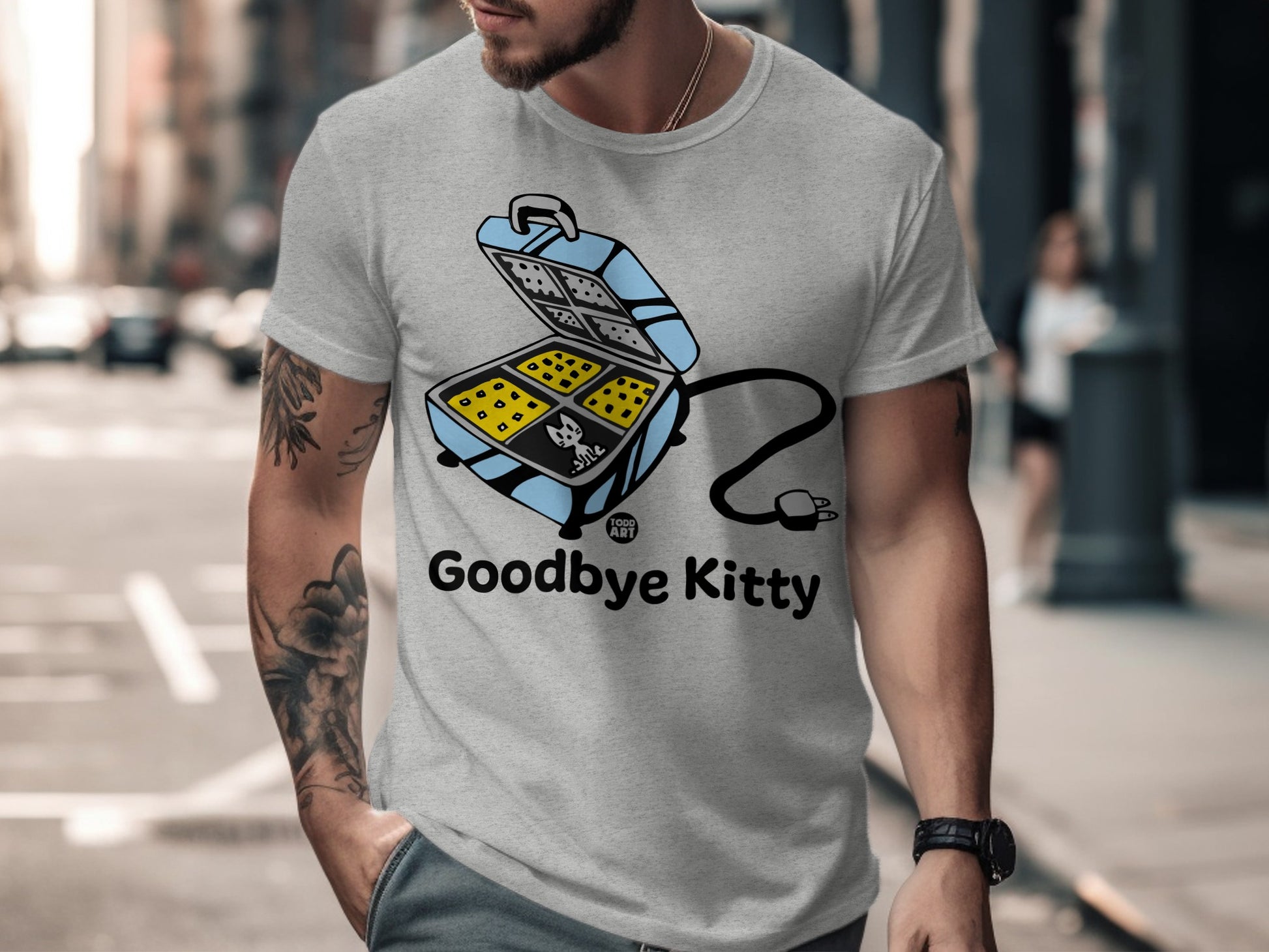 Funny Goodbye Kitty Design T-Shirt for Men and Women