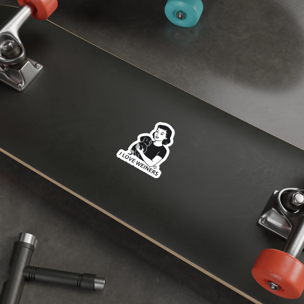 I Love Weiners Retro-Style Sticker Skateboard Accessory
