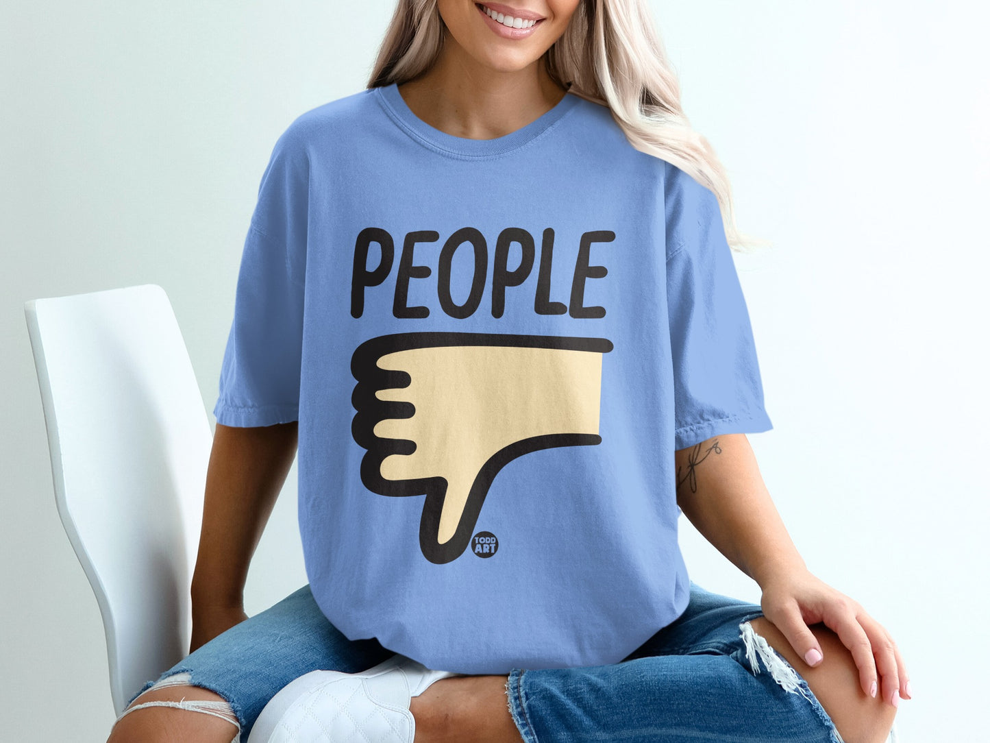 PEOPLE Thumbs Down Design TODD ART Blue product type