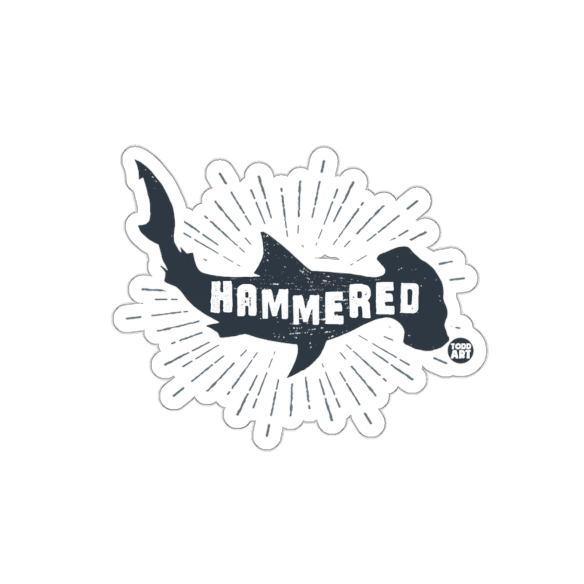 Hammerhead Shark Graphic with Hammered Wording sticker