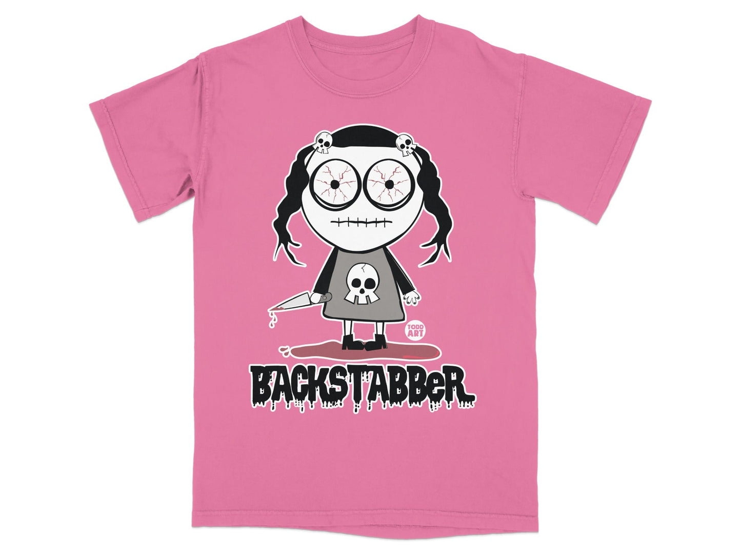 Backstabber Graphic Todd Art Design Pink T-Shirt