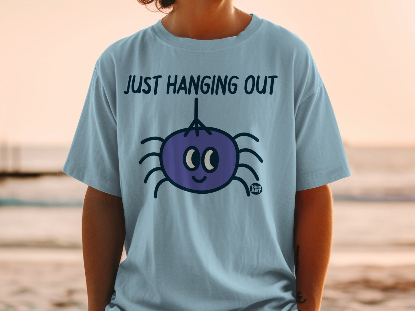 Just Hanging Out Cute Spider Graphic T-Shirt Product