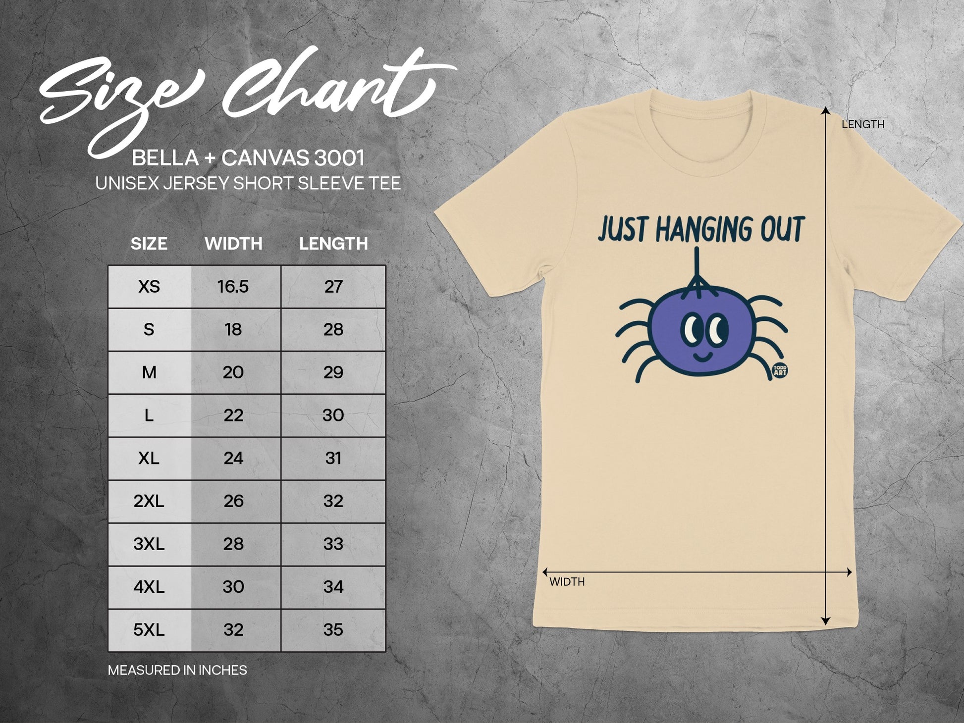 Just Hanging Out T-Shirt with Cute Cartoon Spider Design