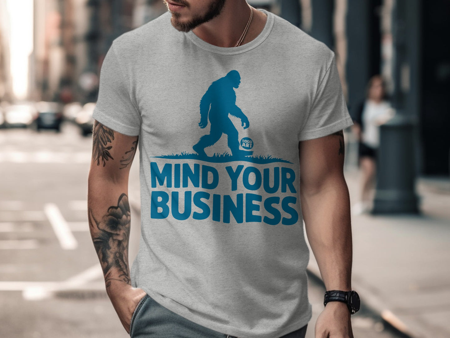 Mind Your Business Bigfoot Graphic Tee Shirt