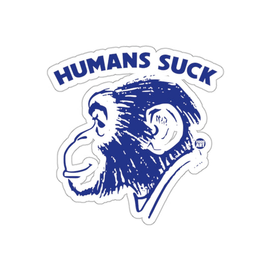 Humans Suck Ape Illustration Sticker With Bold Text