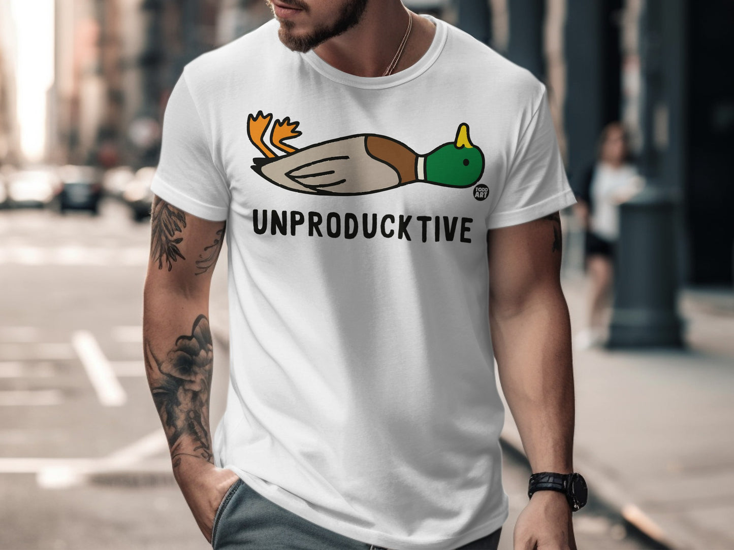 Unproductive Duck Graphic Funny Unisex T-Shirt