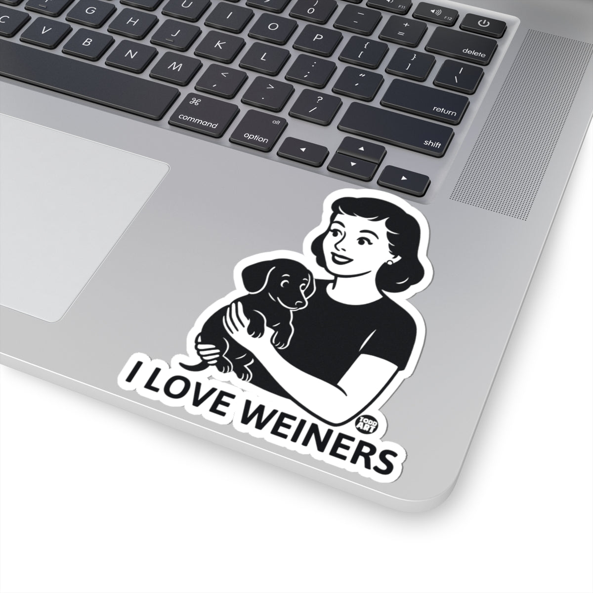Woman with DachshundTodd Art Sticker
