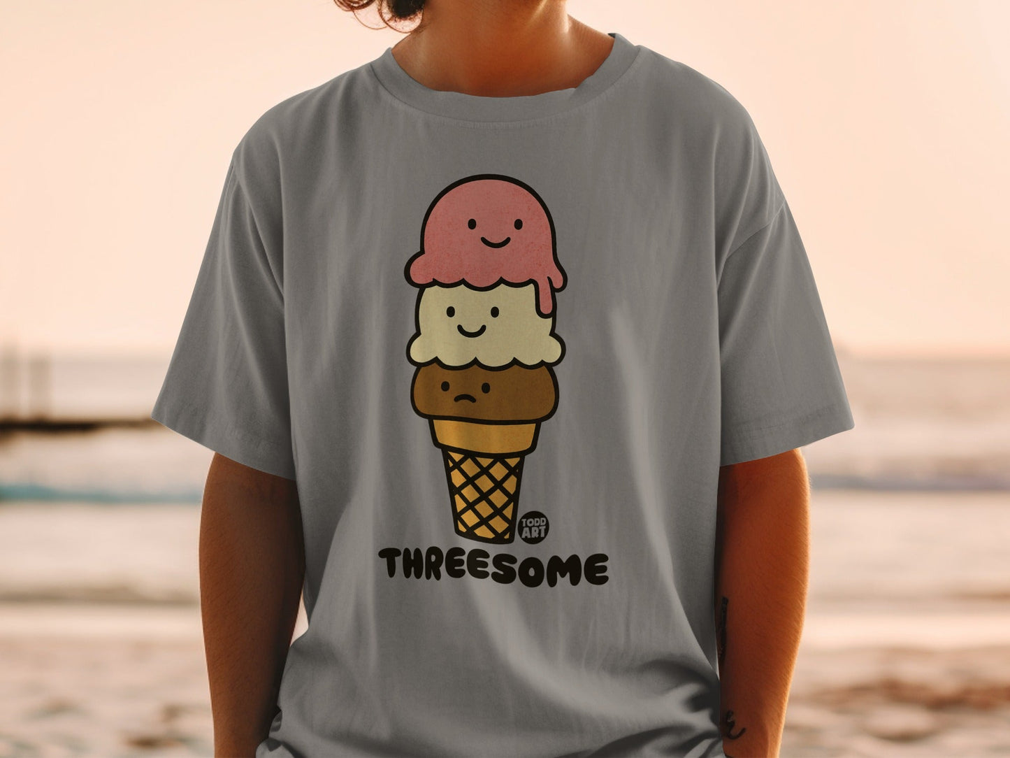Threesome Ice Cream Design Graphic T-shirt