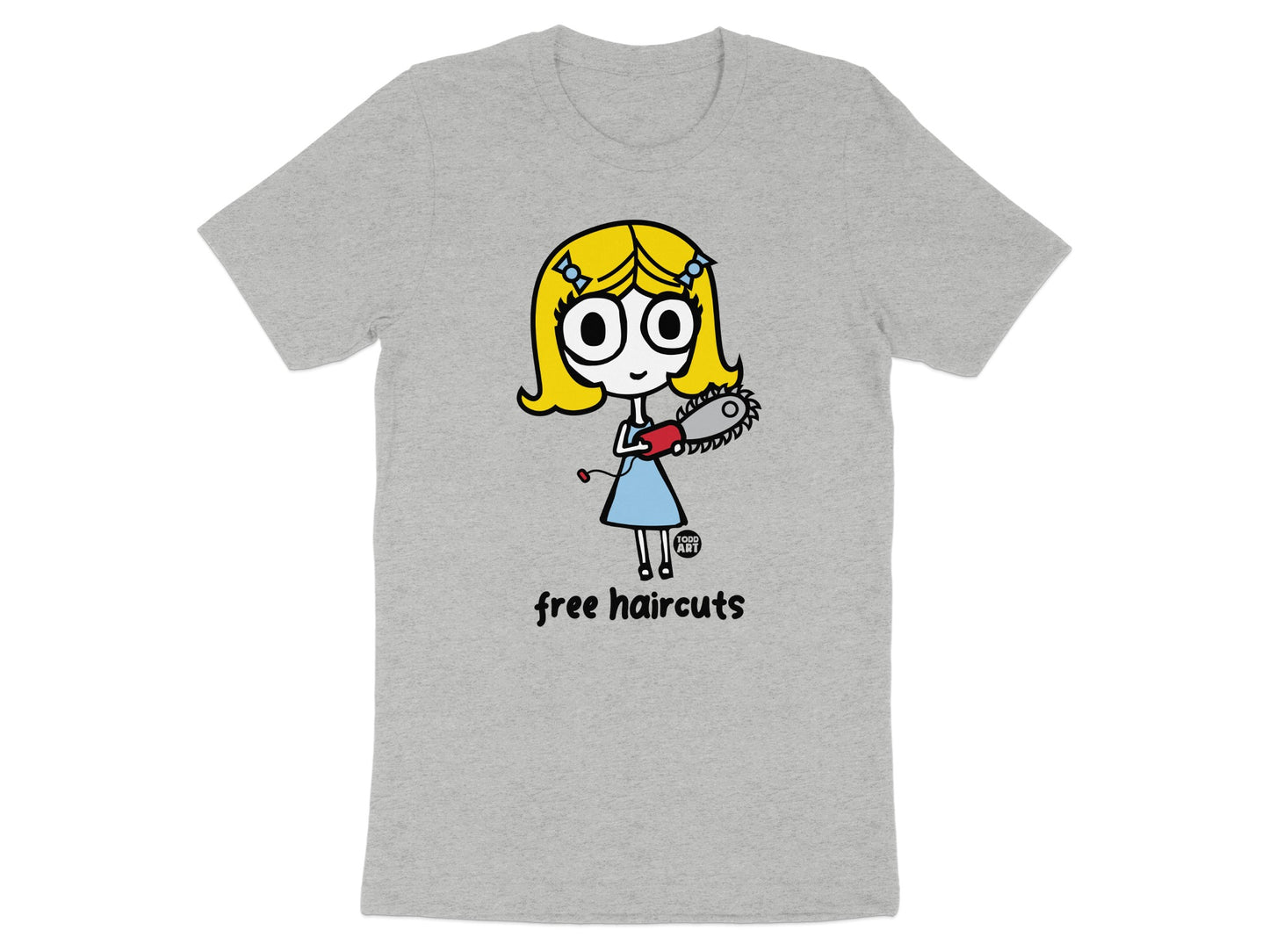 Free Haircuts Tee with Unique Character Design