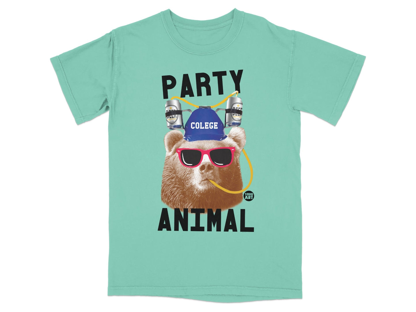 Party Animal Design College Bear T-Shirt