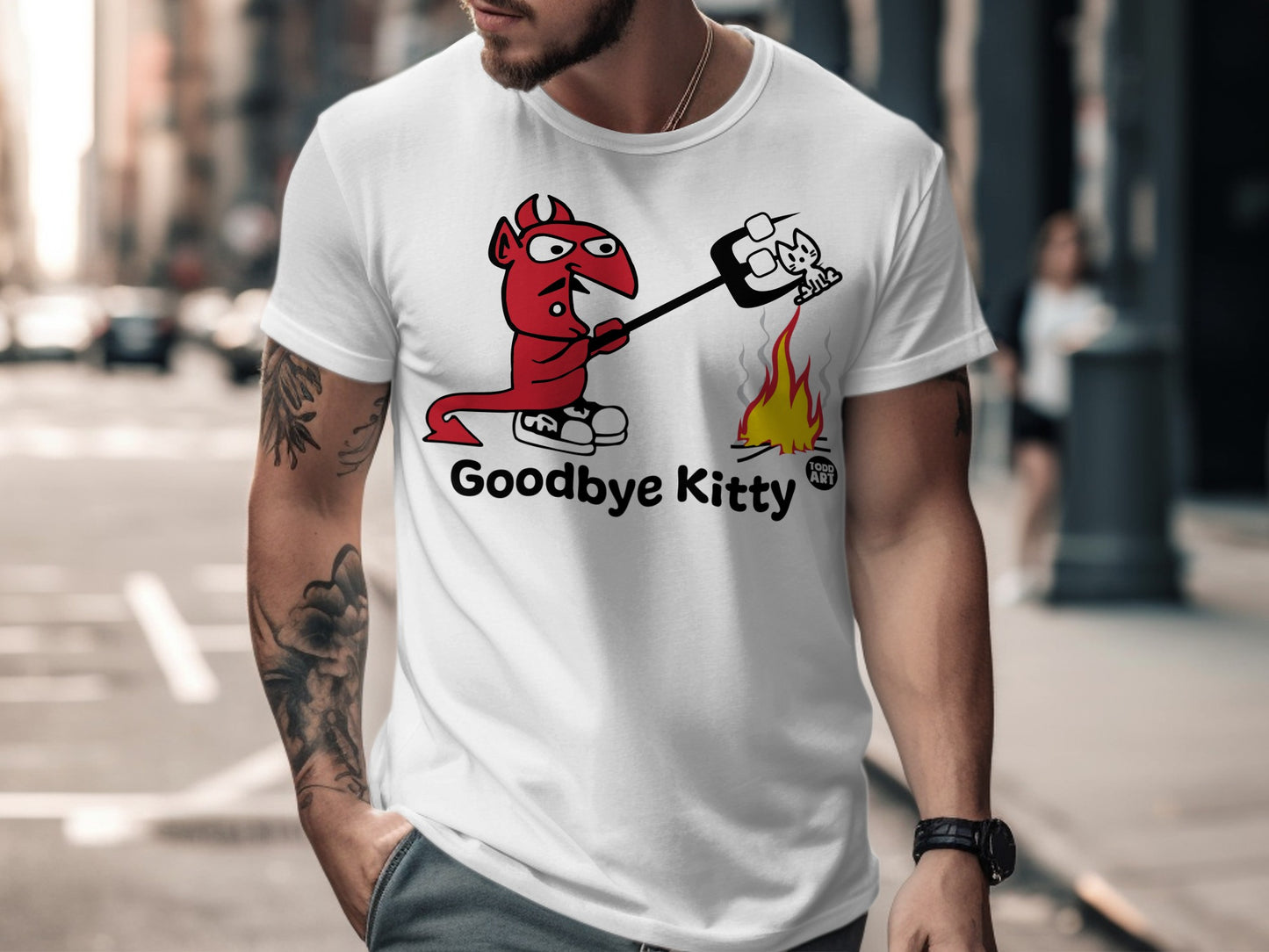 Goodbye Kitty Funny Graphic T-shirt Design