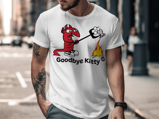Goodbye Kitty Funny Graphic T-shirt Design