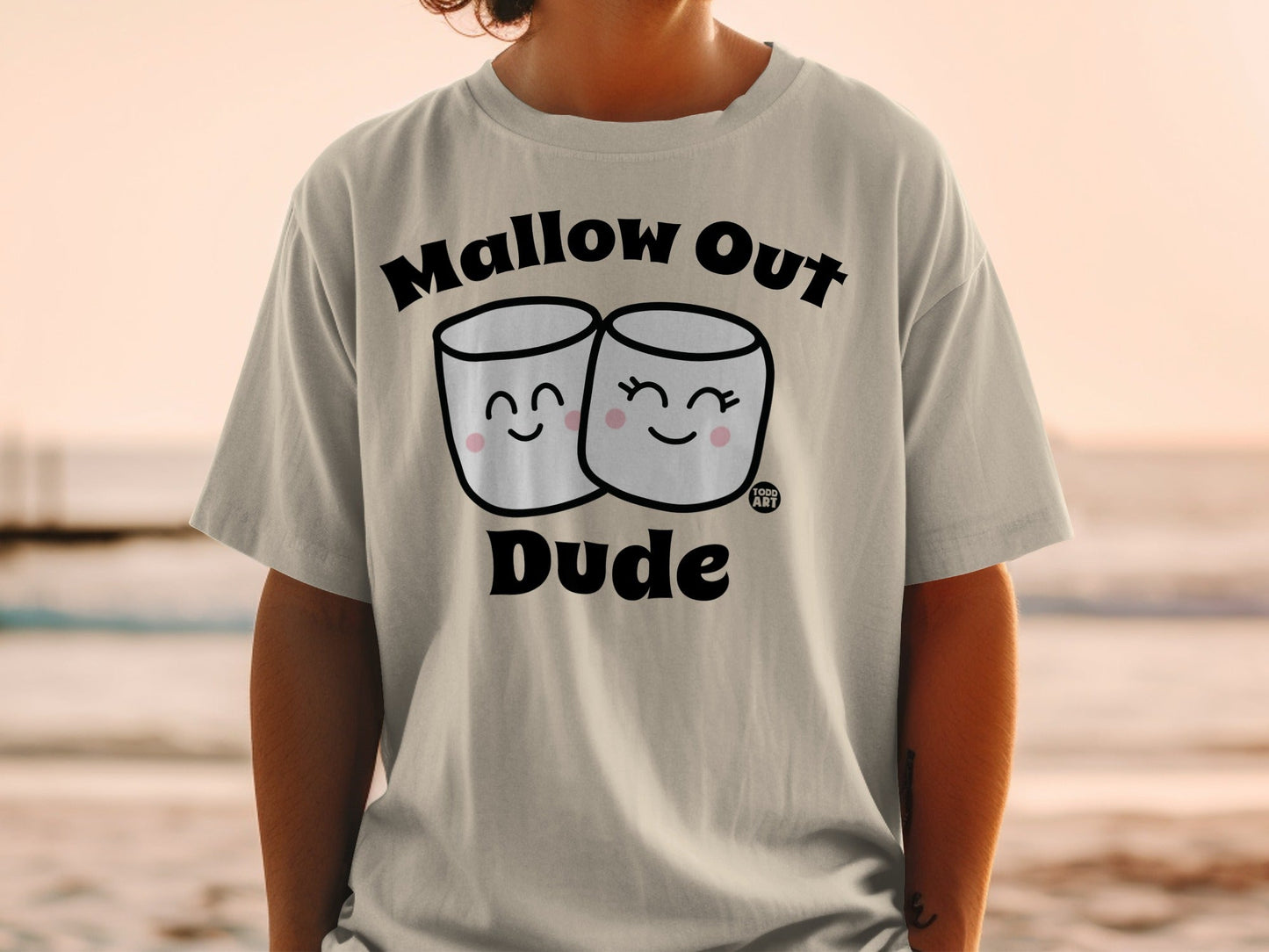 Mallow Out Dude Graphic Tee with Cute Marshmallows