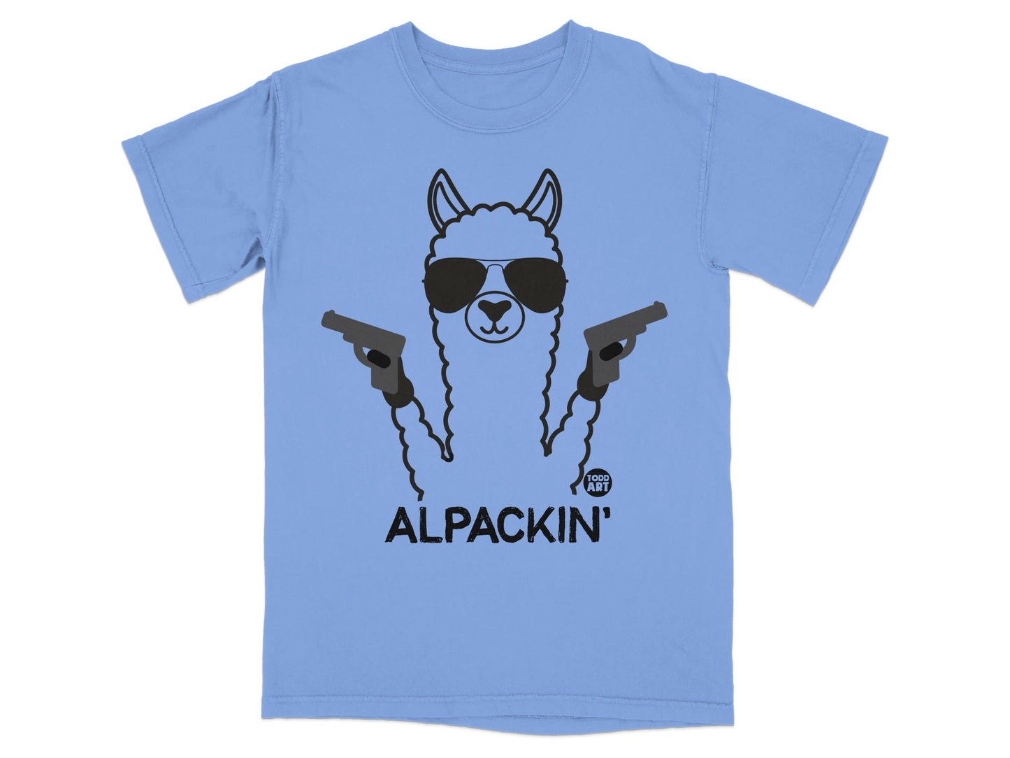 Alpackin' Alpaca with Sunglasses and Guns T-Shirt