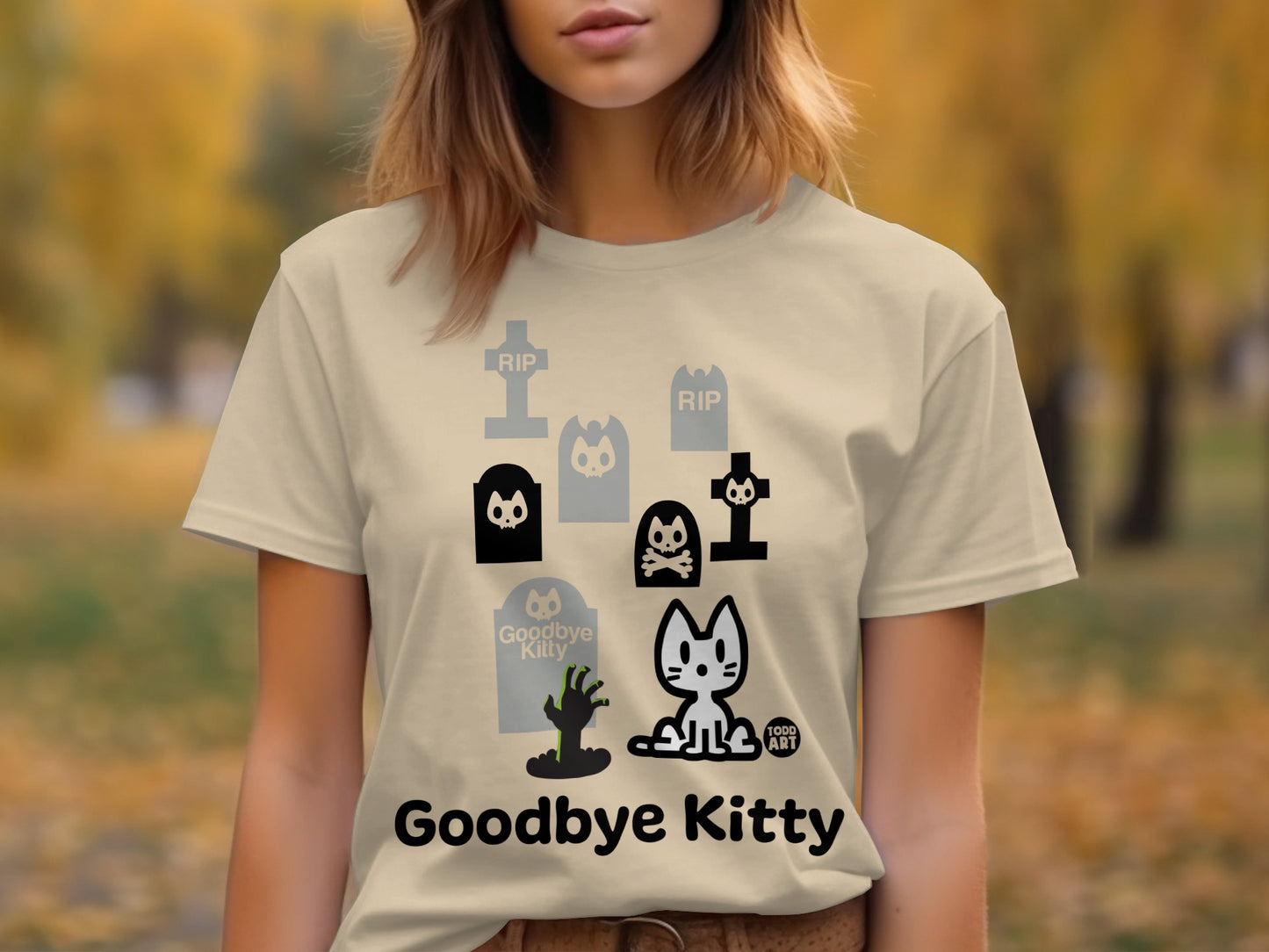 Grunge Style Goodbye Kitty Graphic Tee Shirt