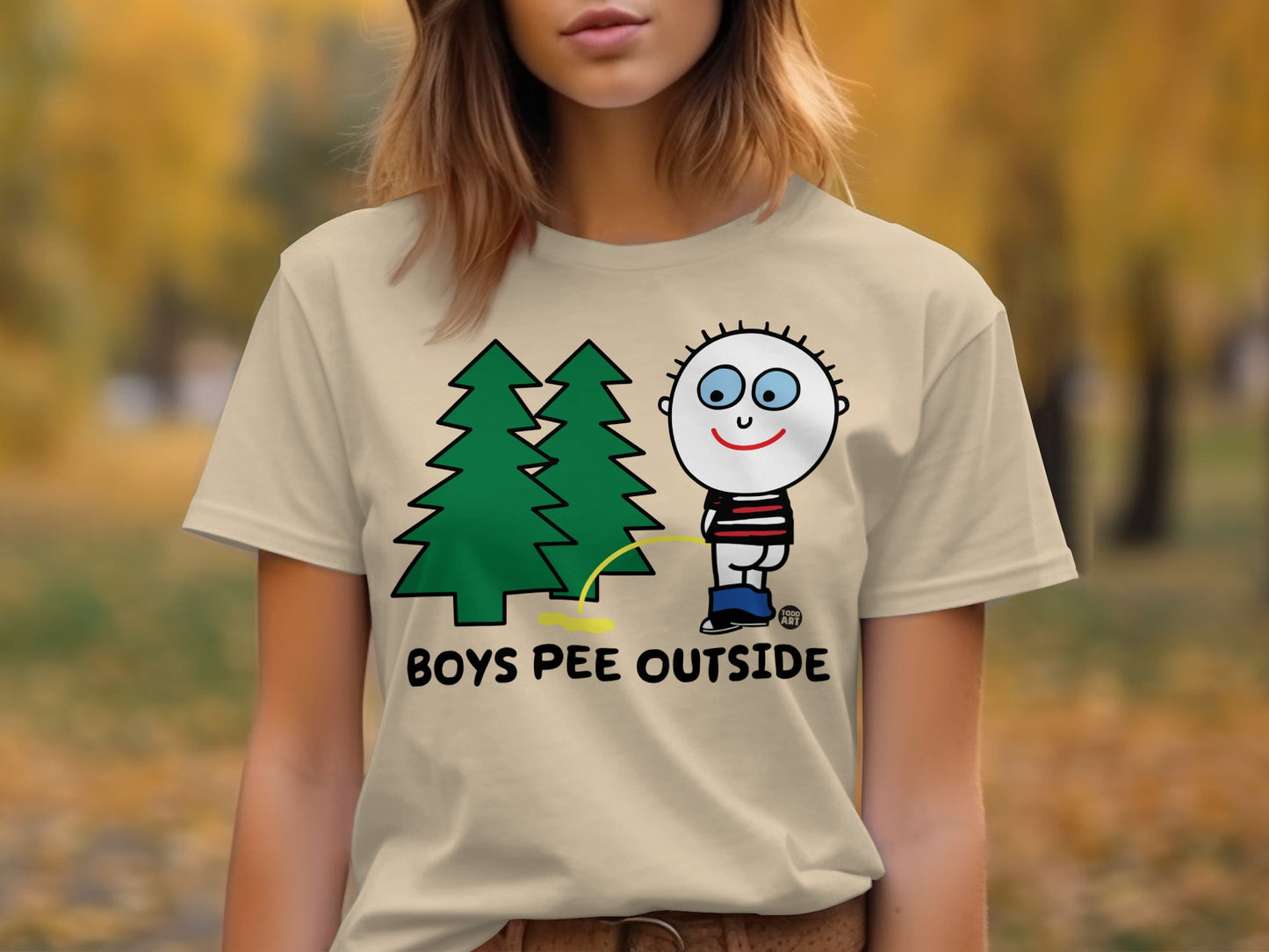 Boys Pee Outside Funny Graphic T-Shirt Product