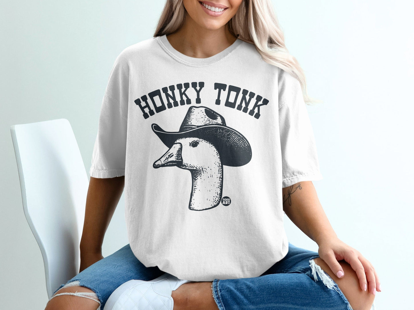 Honky Tonk Duck Graphic Tee Shirt Retro Style Shirt