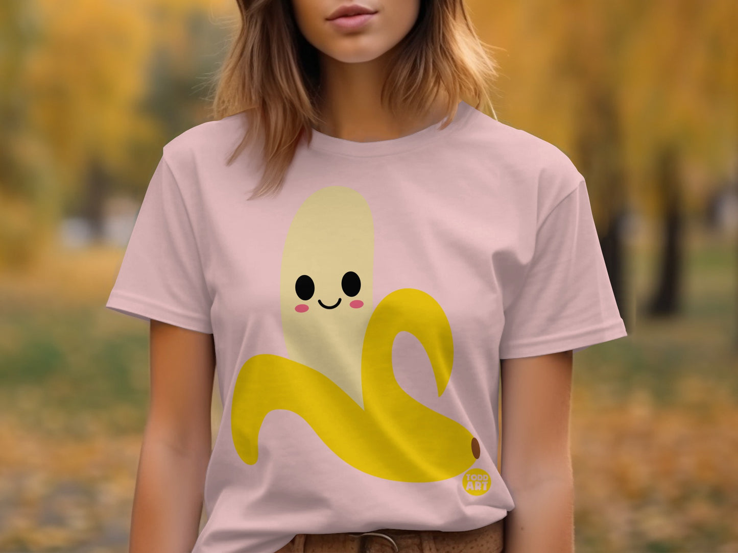 Cute Smiling Banana Cartoon Graphic T-shirt