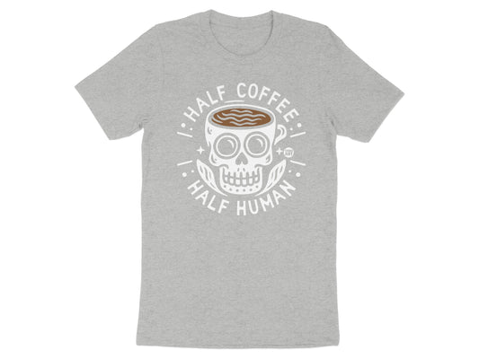 Half Coffee Half Human Skull Graphic T-Shirt