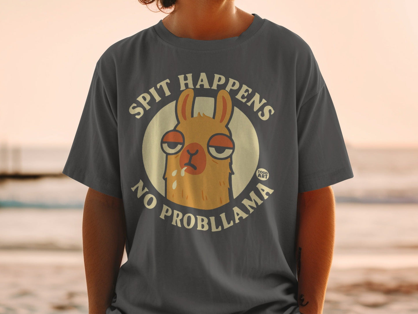 Funny Spit Happens No Probllama Graphic T-shirt