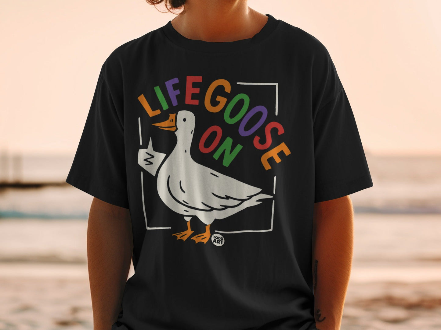 Life Goose On Colorful Graphic Design T-Shirt