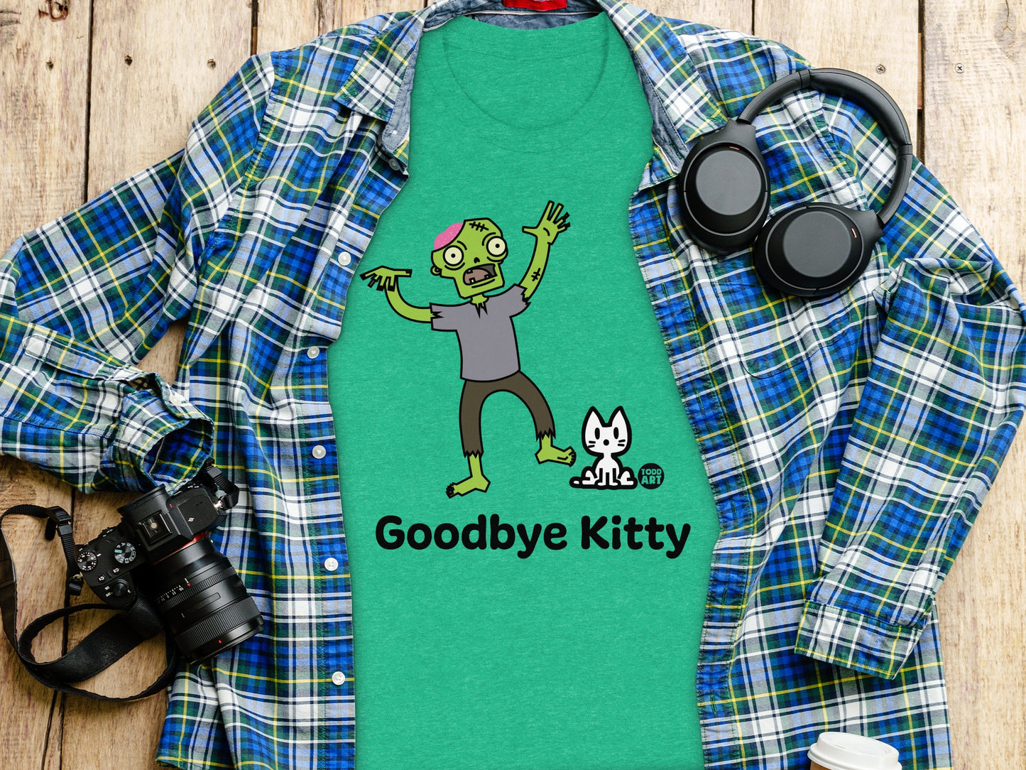 Goodbye Kitty Funny Zombie Cat Graphic Tee