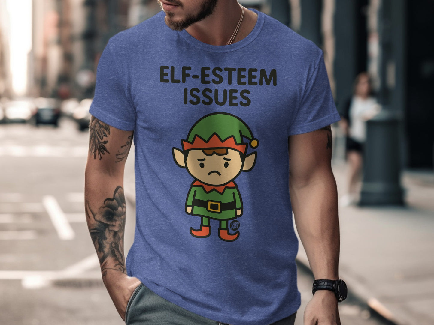 Funny Elf-Esteem Issues T-Shirt for Holiday Humor
