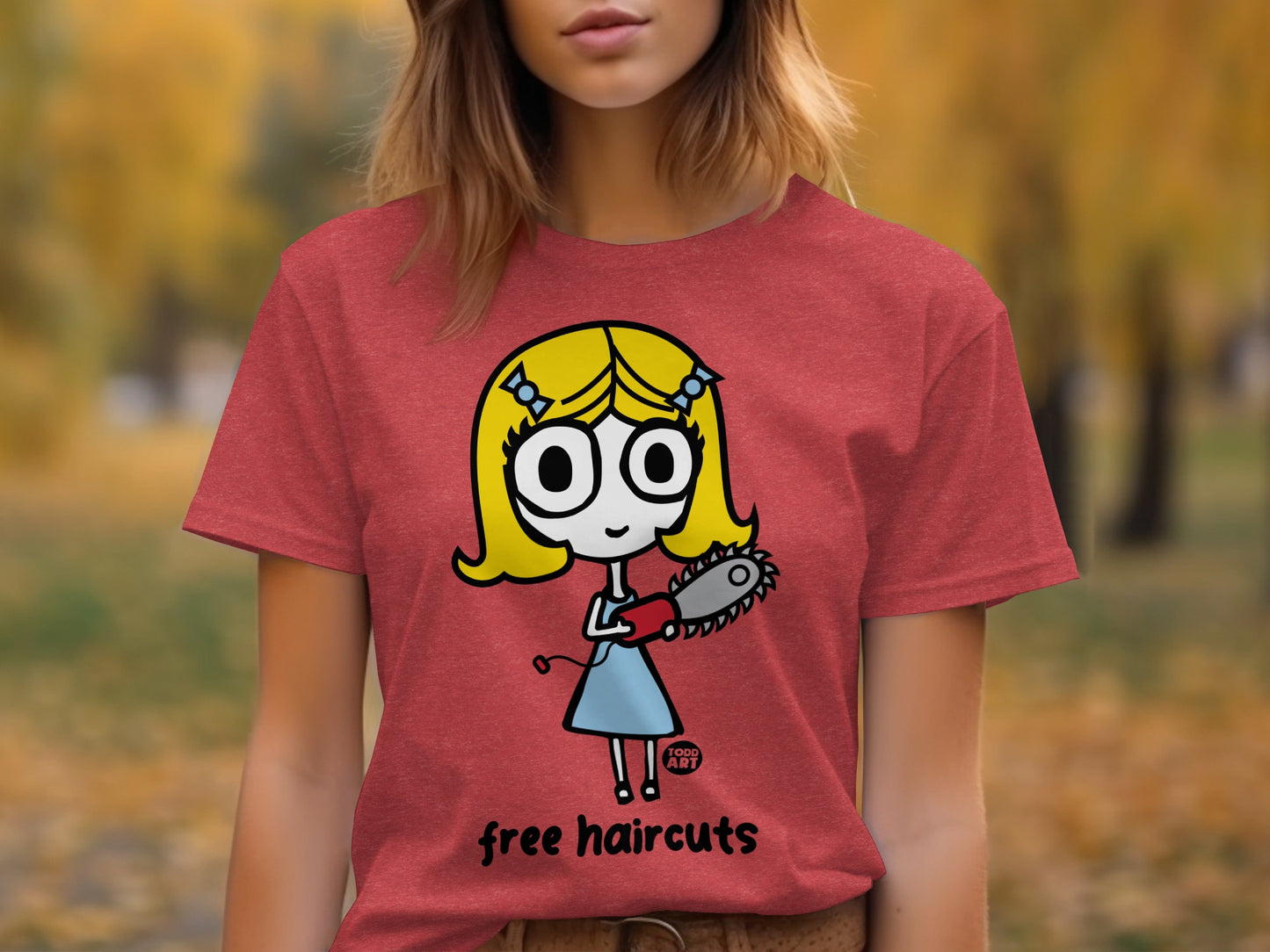 Cartoon Character with Haircut Tool T-shirt