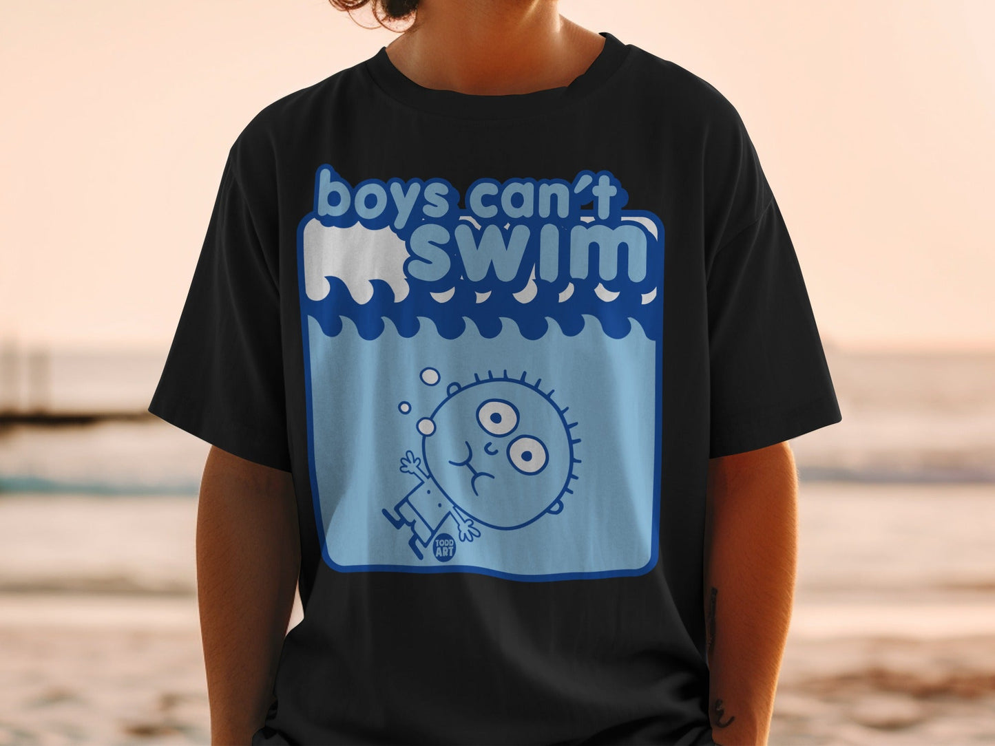 Boys Can't Swim Graphic Fun Casual Tee Shirt