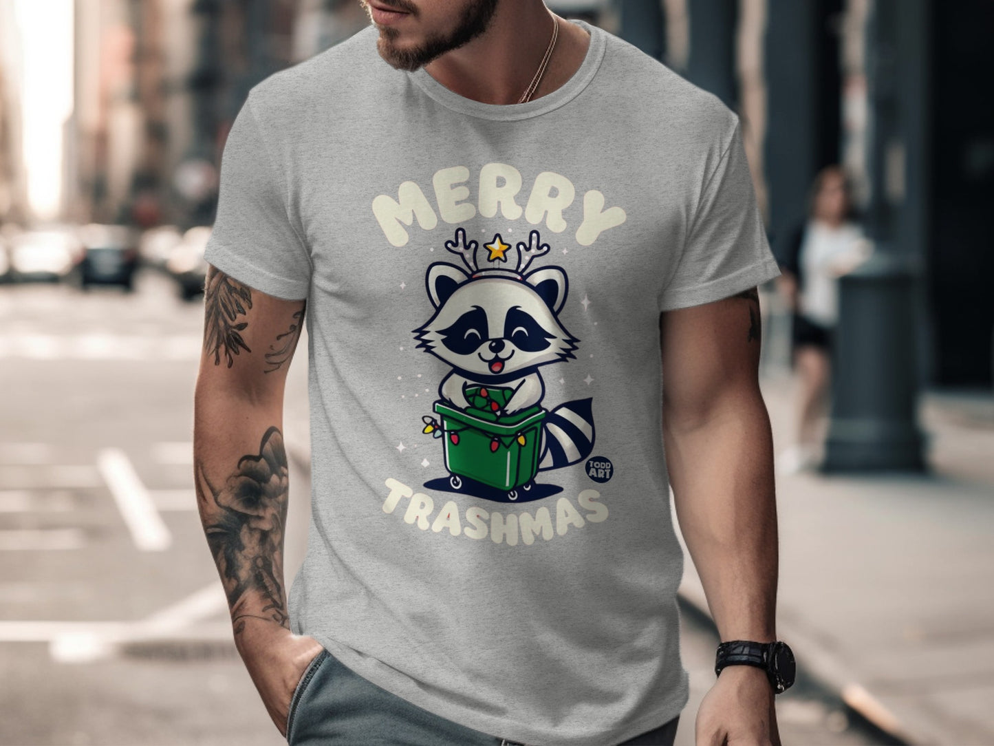 Merry Trashmas Raccoon Tee Shirt For Holiday Fun