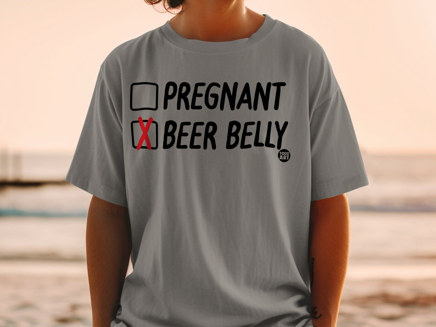 Pregnant Beer Belly Humor T-Shirt for Fun Casual Wear
