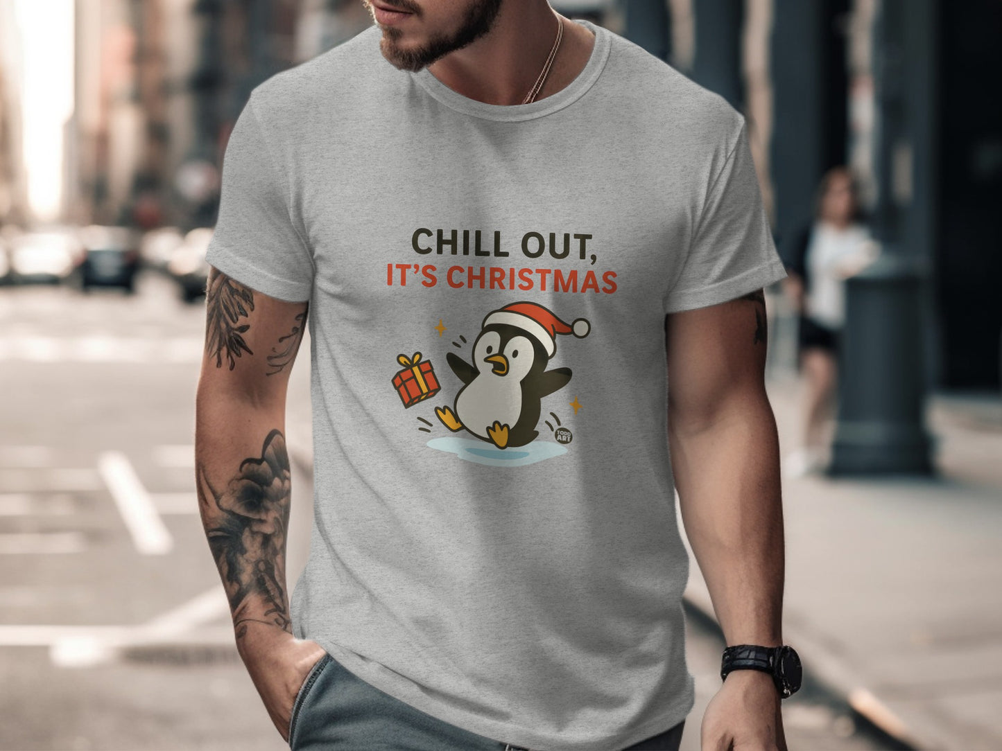 Chill Out It's Christmas Penguin Graphic T-shirt