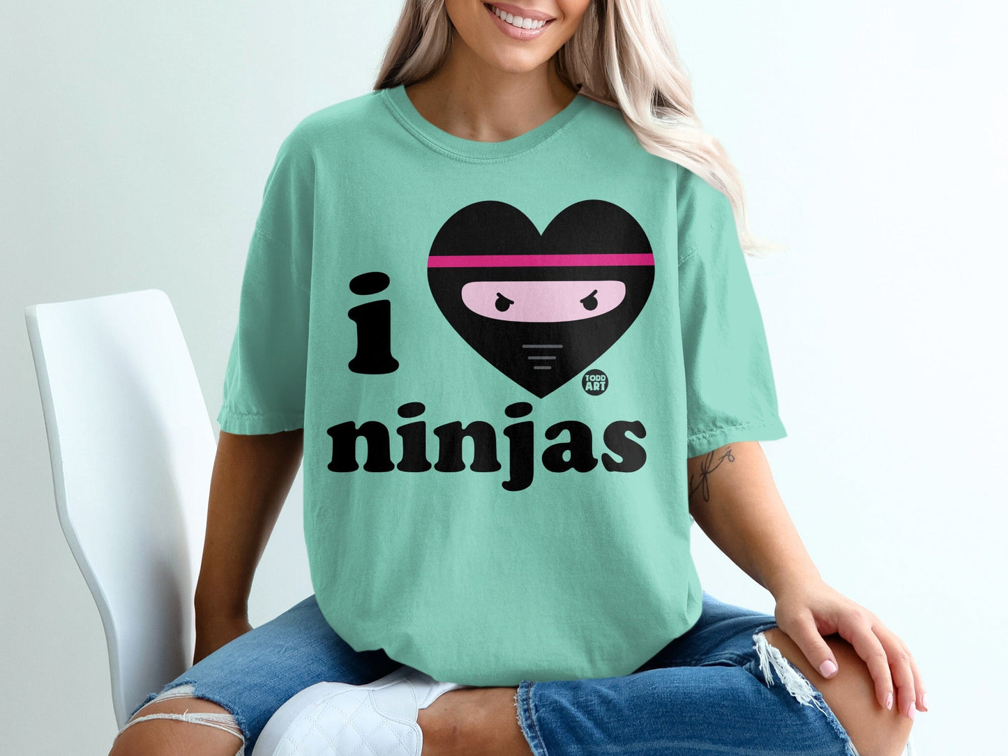 I Heart Ninjas Todd Art Cool Graphic T-shirt