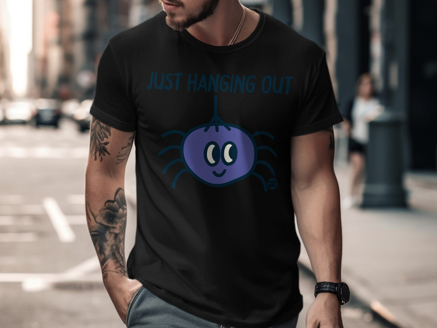 Just Hanging Out Cute Spider Graphic T-Shirt