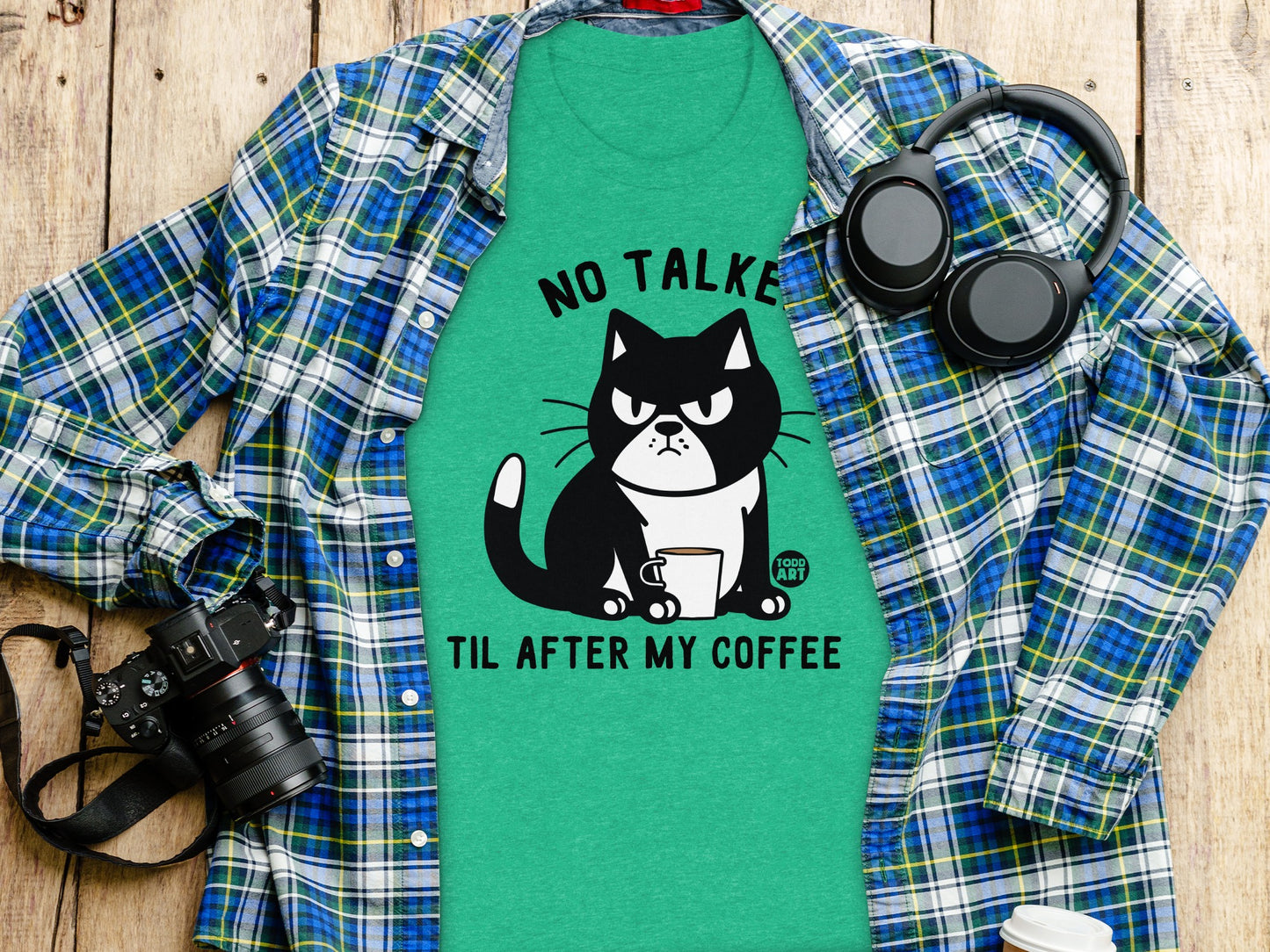 No Talkie Til After My Coffee Cat T-shirt