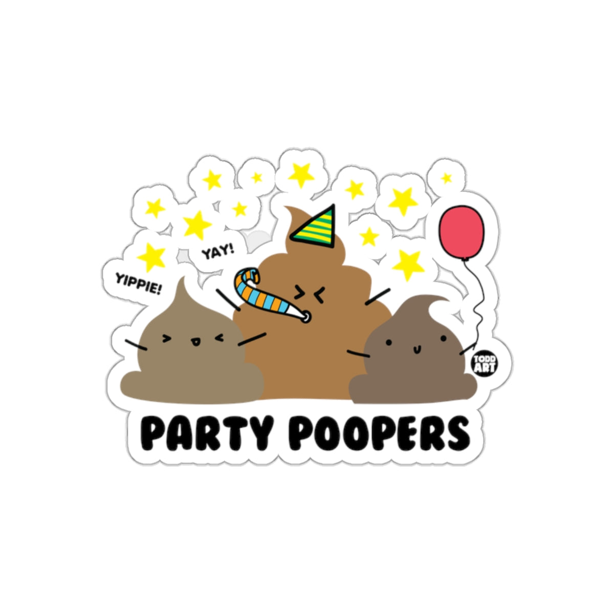 Party Poopers With Stars Yay Yippie And Balloon sticker